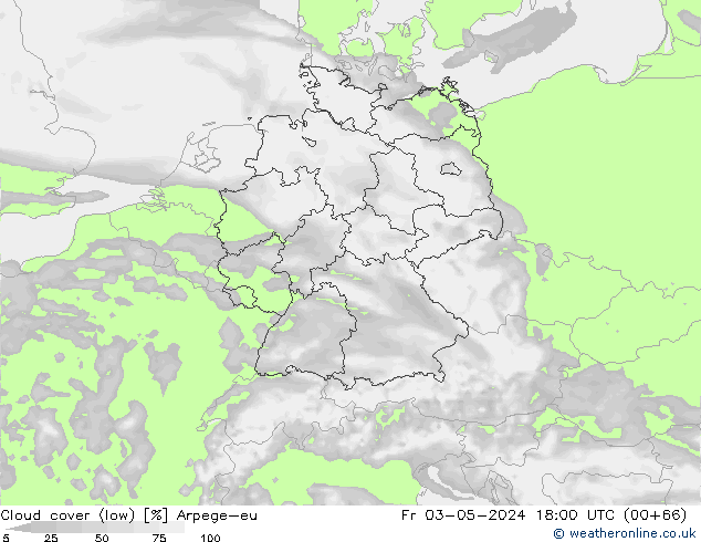 nízká oblaka Arpege-eu Pá 03.05.2024 18 UTC