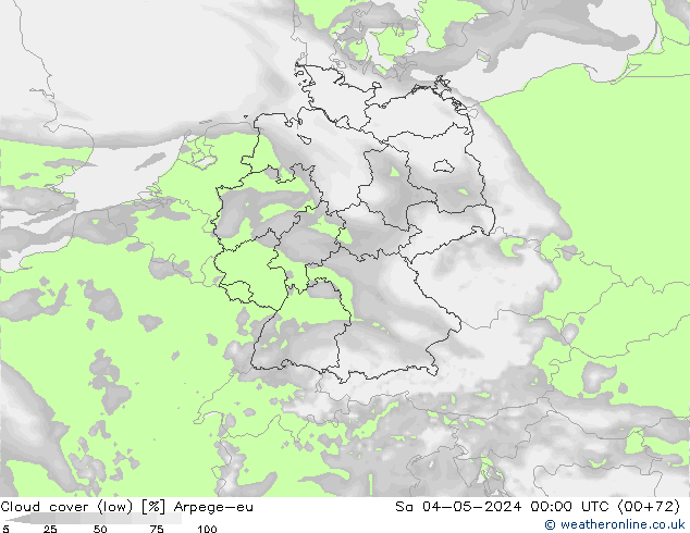 Nubes bajas Arpege-eu sáb 04.05.2024 00 UTC