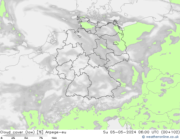 Bulutlar (düşük) Arpege-eu Paz 05.05.2024 06 UTC