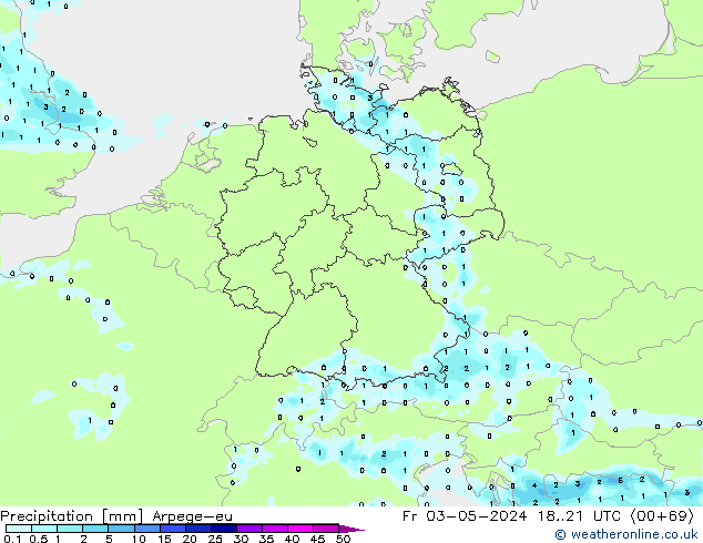 Niederschlag Arpege-eu Fr 03.05.2024 21 UTC