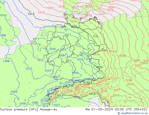 Yer basıncı Arpege-eu Çar 01.05.2024 02 UTC