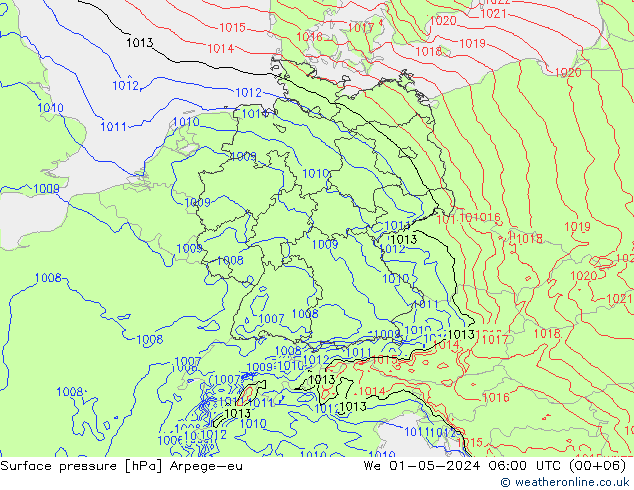 Bodendruck Arpege-eu Mi 01.05.2024 06 UTC