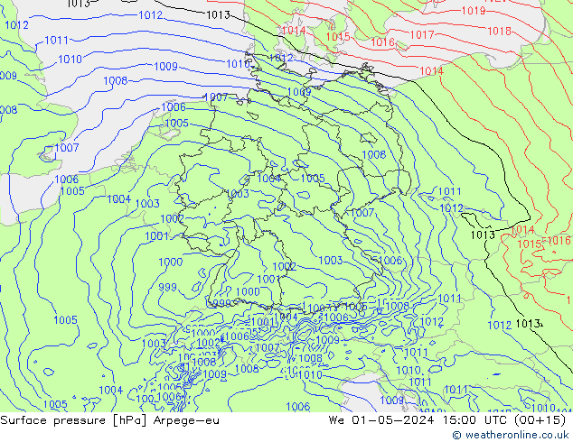 Atmosférický tlak Arpege-eu St 01.05.2024 15 UTC