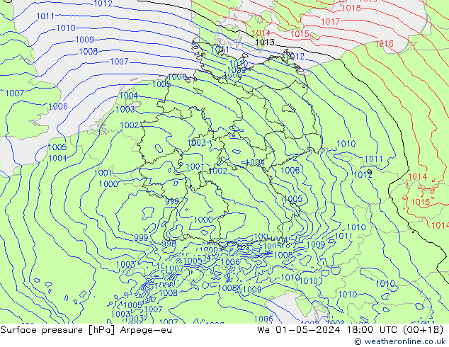 pressão do solo Arpege-eu Qua 01.05.2024 18 UTC