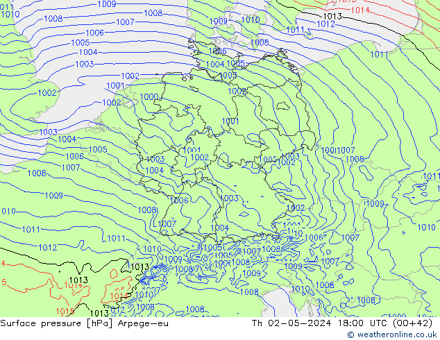 Luchtdruk (Grond) Arpege-eu do 02.05.2024 18 UTC