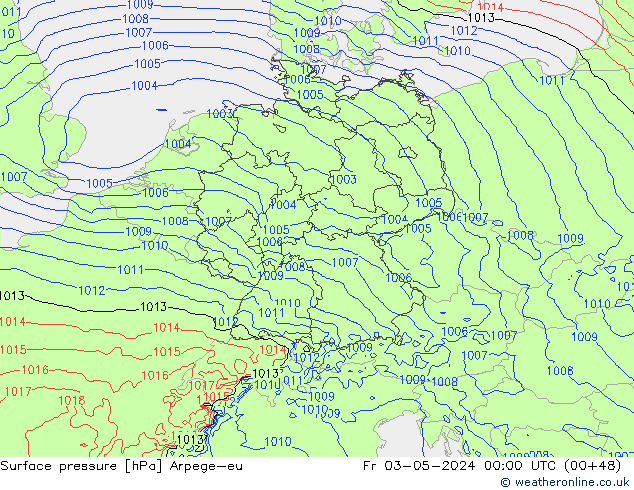 Surface pressure Arpege-eu Fr 03.05.2024 00 UTC