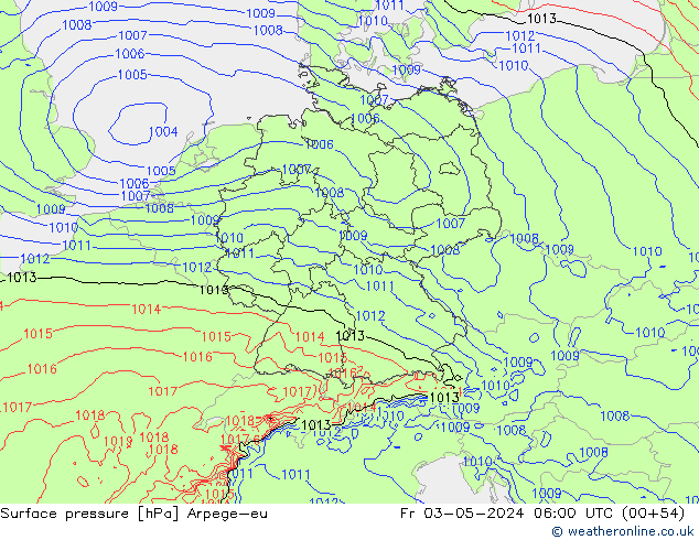 Surface pressure Arpege-eu Fr 03.05.2024 06 UTC