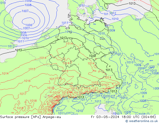 приземное давление Arpege-eu пт 03.05.2024 18 UTC