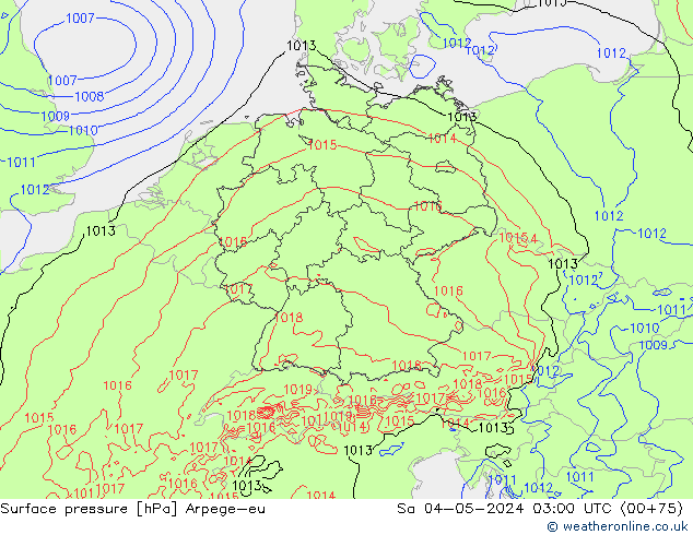 Surface pressure Arpege-eu Sa 04.05.2024 03 UTC