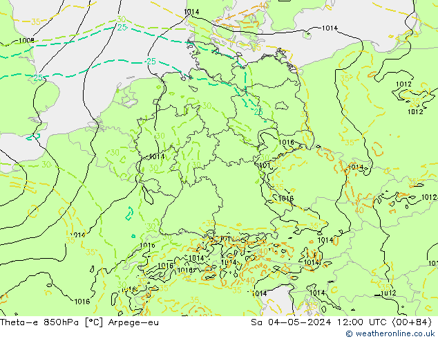 Theta-e 850hPa Arpege-eu  04.05.2024 12 UTC