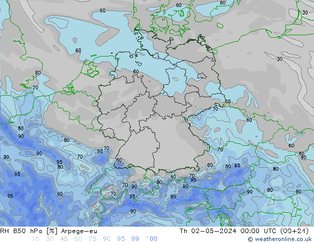 RV 850 hPa Arpege-eu do 02.05.2024 00 UTC