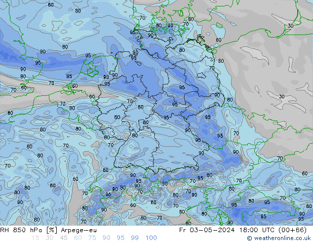 RH 850 hPa Arpege-eu Fr 03.05.2024 18 UTC