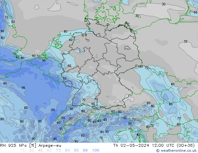 RH 925 hPa Arpege-eu  02.05.2024 12 UTC