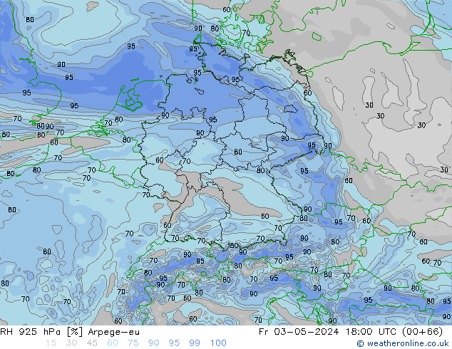 RH 925 hPa Arpege-eu Fr 03.05.2024 18 UTC