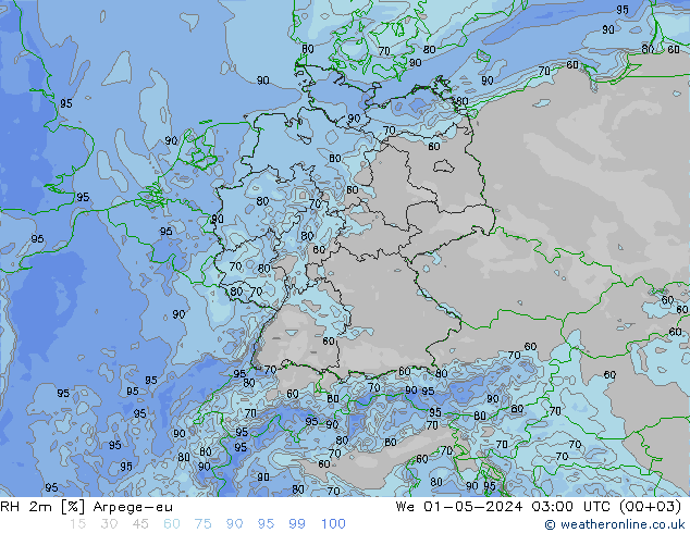 RH 2m Arpege-eu We 01.05.2024 03 UTC