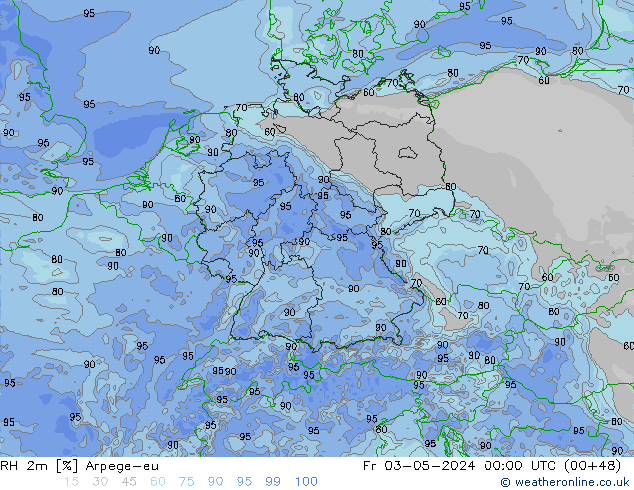 RH 2m Arpege-eu Fr 03.05.2024 00 UTC