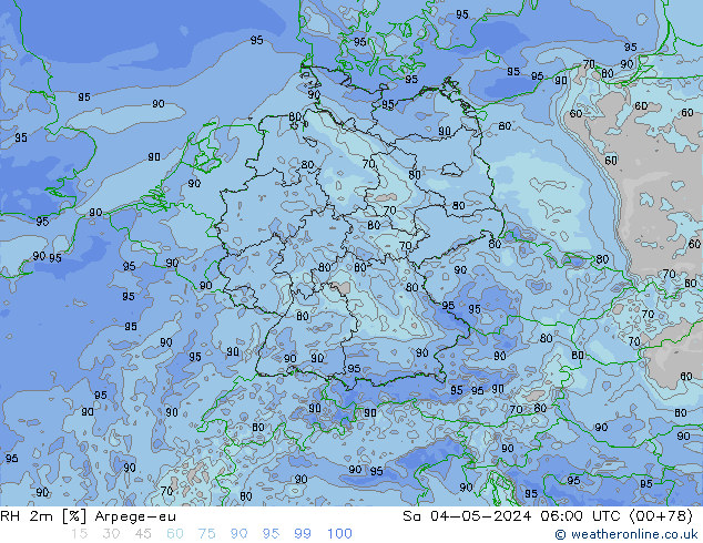 RH 2m Arpege-eu So 04.05.2024 06 UTC