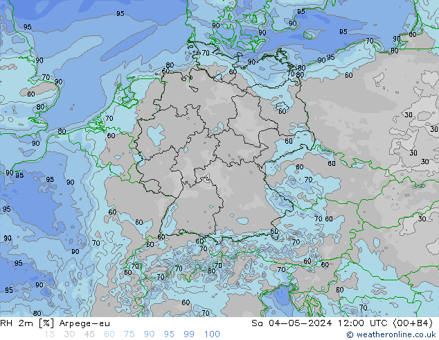 RH 2m Arpege-eu Sáb 04.05.2024 12 UTC