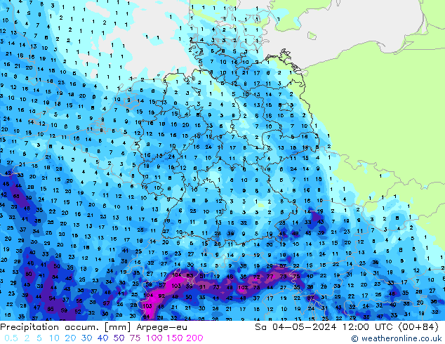 Précipitation accum. Arpege-eu sam 04.05.2024 12 UTC