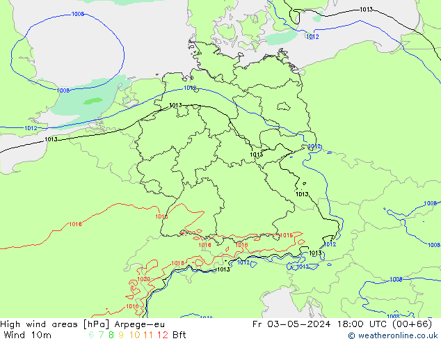 High wind areas Arpege-eu Fr 03.05.2024 18 UTC