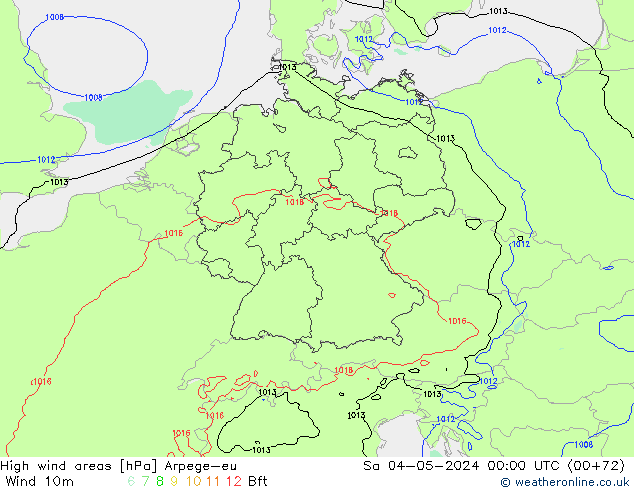 High wind areas Arpege-eu sab 04.05.2024 00 UTC