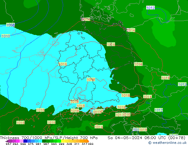 Thck 700-1000 hPa Arpege-eu Sa 04.05.2024 06 UTC