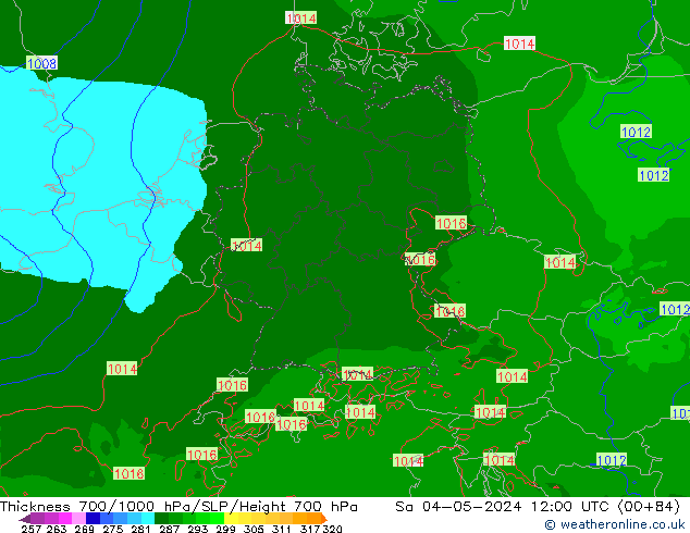 700-1000 hPa Kalınlığı Arpege-eu Cts 04.05.2024 12 UTC