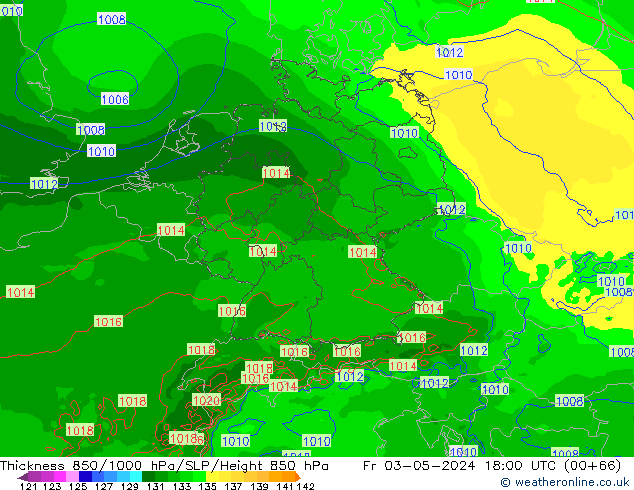 Thck 850-1000 hPa Arpege-eu Sex 03.05.2024 18 UTC