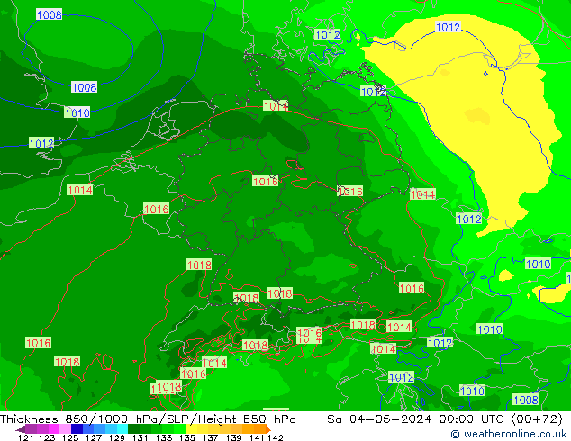 Thck 850-1000 hPa Arpege-eu Sa 04.05.2024 00 UTC