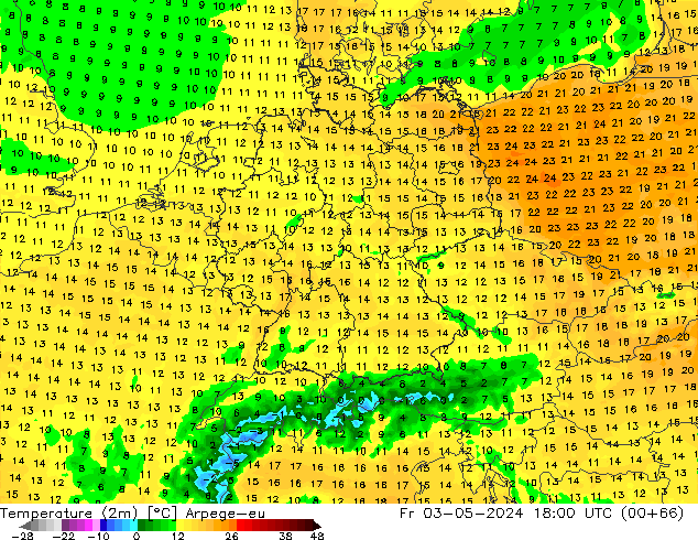 Temperature (2m) Arpege-eu Fr 03.05.2024 18 UTC