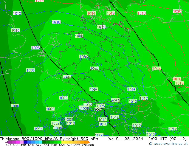 Thck 500-1000hPa Arpege-eu Qua 01.05.2024 12 UTC