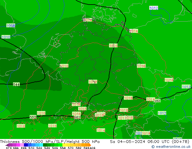 Thck 500-1000hPa Arpege-eu Sa 04.05.2024 06 UTC