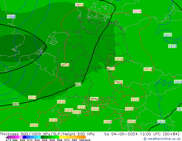 Thck 500-1000hPa Arpege-eu sam 04.05.2024 12 UTC