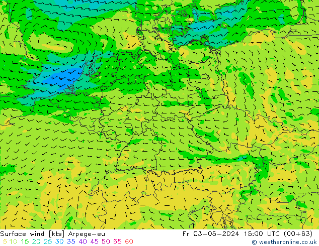 Rüzgar 10 m Arpege-eu Cu 03.05.2024 15 UTC