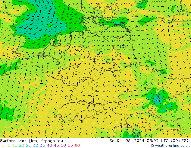 Surface wind Arpege-eu Sa 04.05.2024 06 UTC