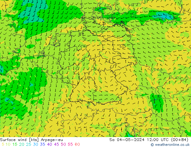 Wind 10 m Arpege-eu za 04.05.2024 12 UTC