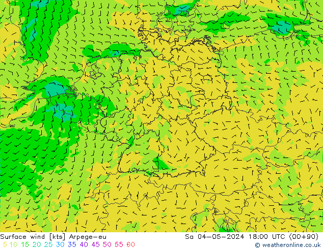 Surface wind Arpege-eu Sa 04.05.2024 18 UTC