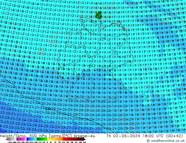 Geop./Temp. 500 hPa Arpege-eu jue 02.05.2024 18 UTC