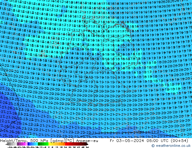 Height/Temp. 500 гПа Arpege-eu пт 03.05.2024 06 UTC