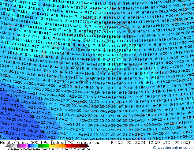 Height/Temp. 500 hPa Arpege-eu Fr 03.05.2024 12 UTC