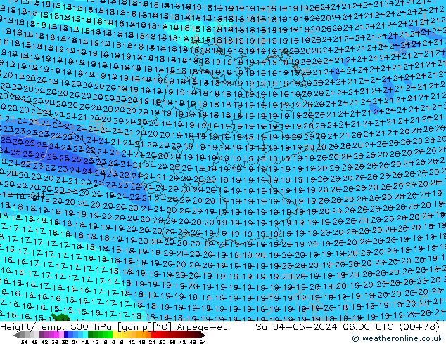 Height/Temp. 500 hPa Arpege-eu Sa 04.05.2024 06 UTC