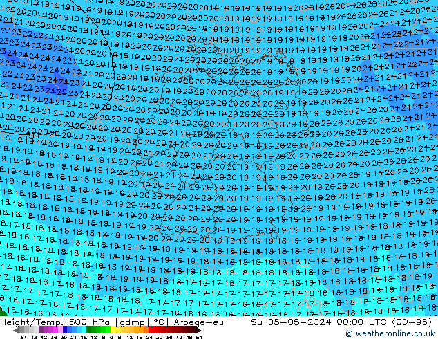 Height/Temp. 500 hPa Arpege-eu Dom 05.05.2024 00 UTC