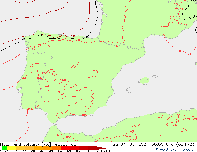 Maks. Rüzgar Hızı Arpege-eu Cts 04.05.2024 00 UTC