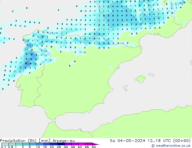 Precipitation (6h) Arpege-eu So 04.05.2024 18 UTC