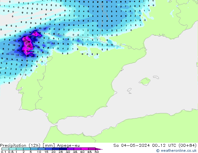 Yağış (12h) Arpege-eu Cts 04.05.2024 12 UTC