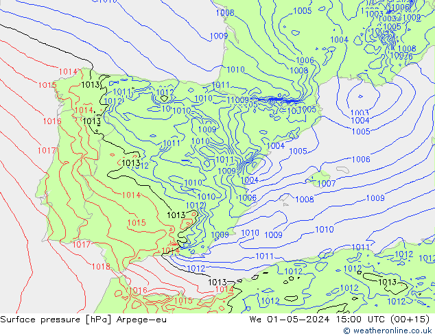 Surface pressure Arpege-eu We 01.05.2024 15 UTC