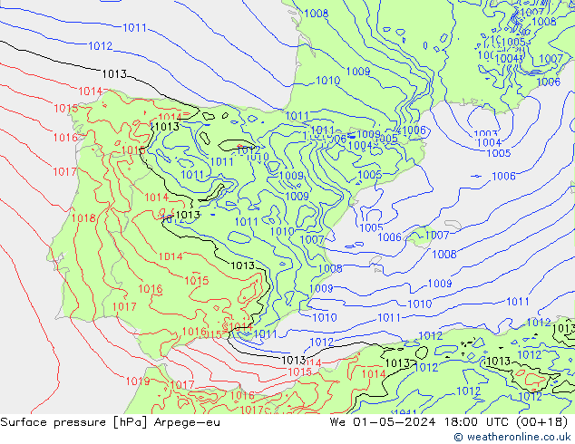 приземное давление Arpege-eu ср 01.05.2024 18 UTC