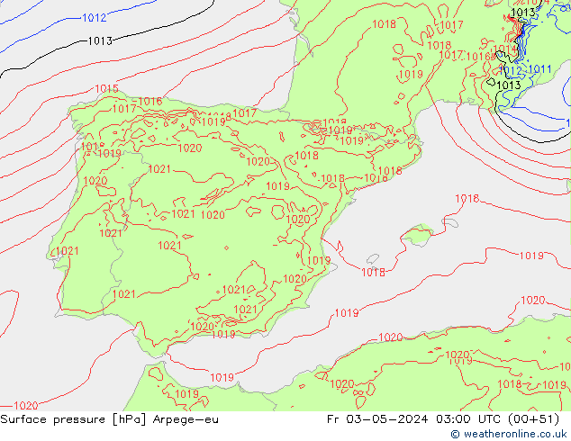 Surface pressure Arpege-eu Fr 03.05.2024 03 UTC