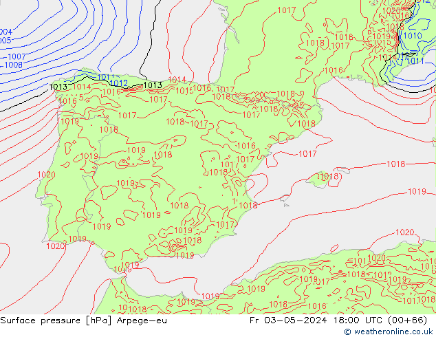 Luchtdruk (Grond) Arpege-eu vr 03.05.2024 18 UTC