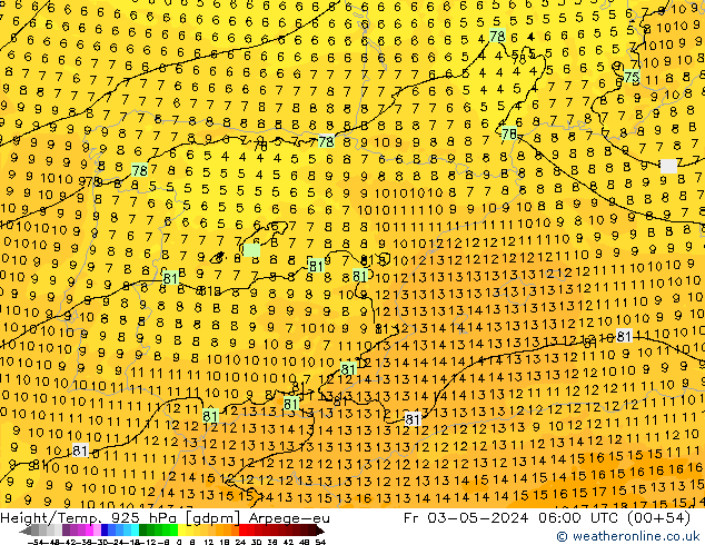 Height/Temp. 925 hPa Arpege-eu Fr 03.05.2024 06 UTC